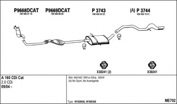 FENNO ME702 Exhaust System